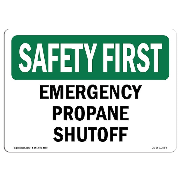 OSHA Sign, Emergency Propane Shutoff, 5in X 3.5in Decal, 10PK, 3.5" W, 5" L, Landscape, PK10